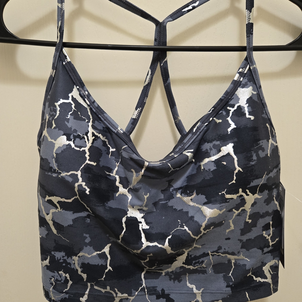 Marika Charcoal and Metallic Strappy Sports Bra